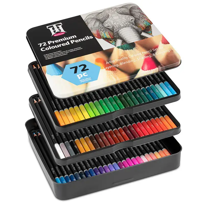 Kredki Ołówkowe Premium 72 sztuki w metalowym piórniku - obrazek 2