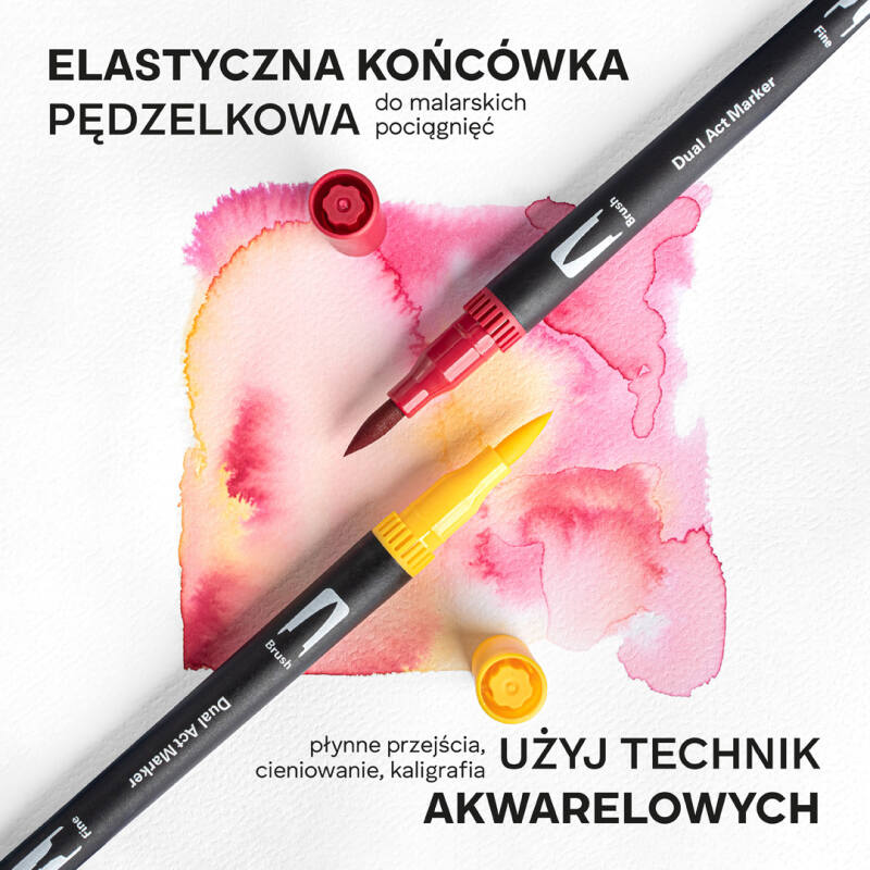 Markery akwarelowe Zestaw 24 kolory Flamastry Dwustronne Mazaki Pisaki Wodne - obrazek 3