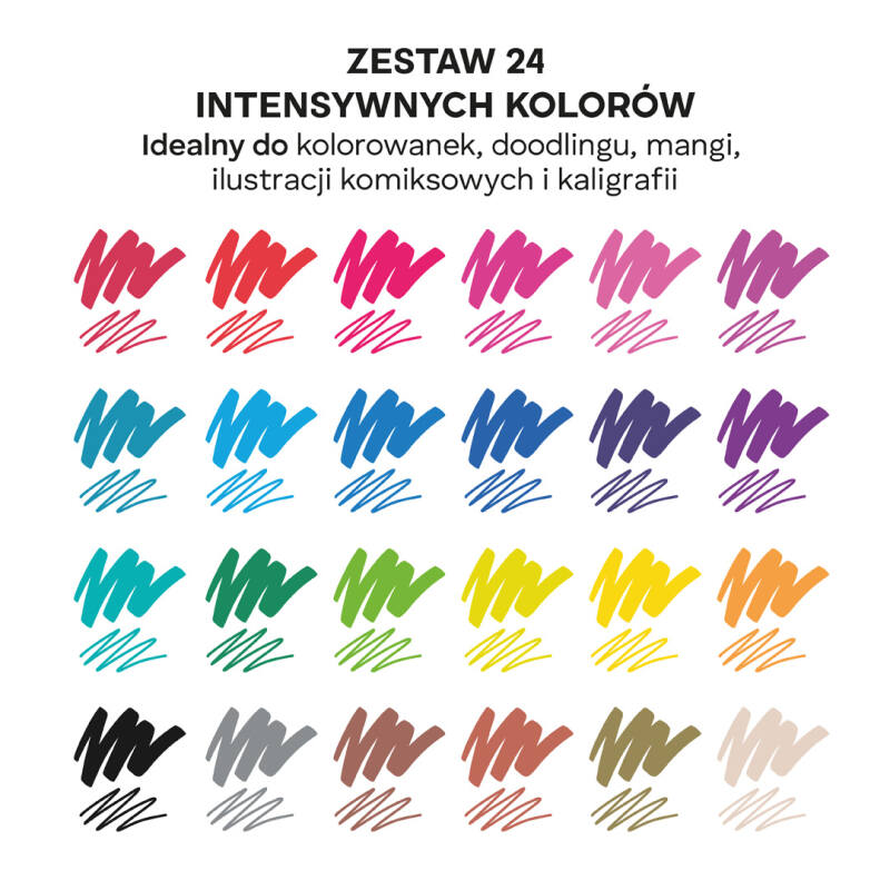 Markery akwarelowe Zestaw 24 kolory Flamastry Dwustronne Mazaki Pisaki Wodne - obrazek 7
