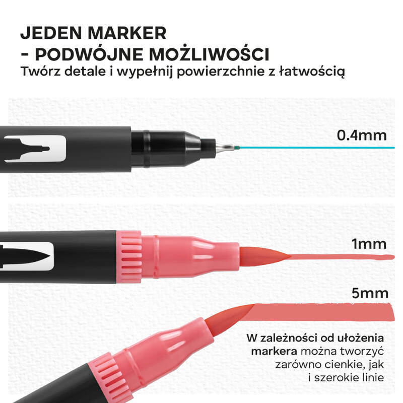Markery akwarelowe Zestaw 24 kolory Flamastry Dwustronne Mazaki Pisaki Wodne - obrazek 6