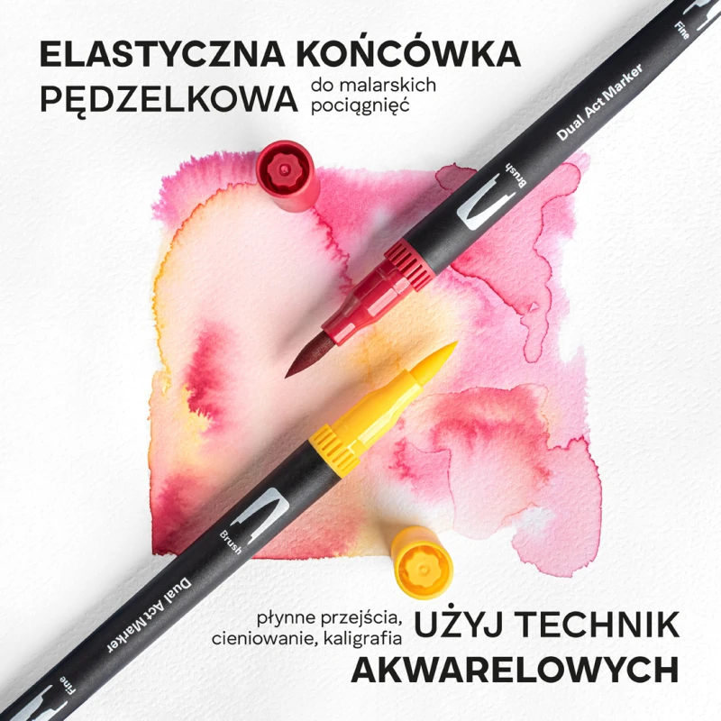 Markery akwarelowe Zestaw 48 kolorów Flamastry Dwustronne Mazaki Pisaki Wodne - obrazek 2