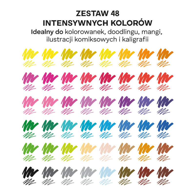Markery akwarelowe Zestaw 48 kolorów Flamastry Dwustronne Mazaki Pisaki Wodne - obrazek 7