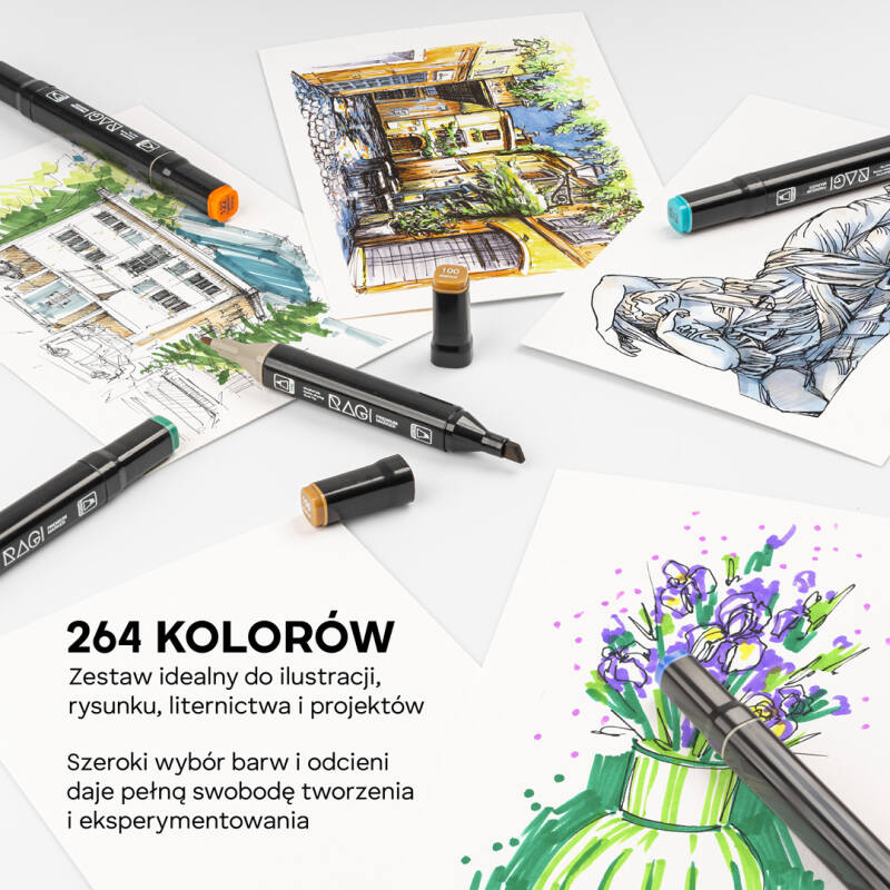 Zestaw 264 Markerów Alkoholowych Dwustronnych  - obrazek 6