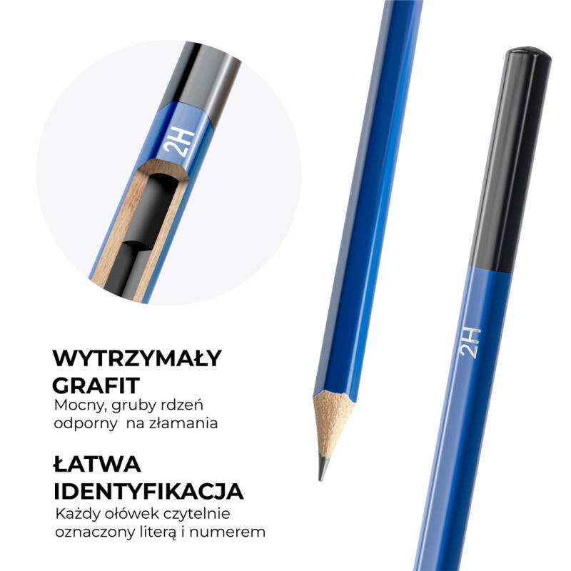 Zestaw ołówków do rysowania i szkicowania – 42 elementy w etui ze szkicownikiem - obrazek 14