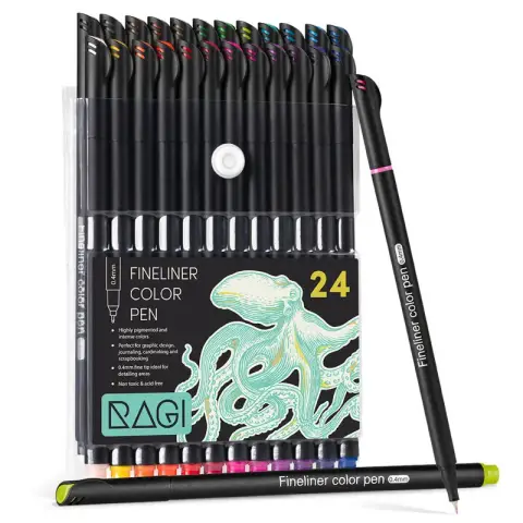 Cienkopisy Fineliner Kreślarski - Zestaw 24 Kolory 0.4mm