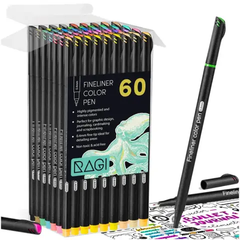 Cienkopisy Fineliner Kreślarski  Zestaw 60 Kolorów 0.4 mm