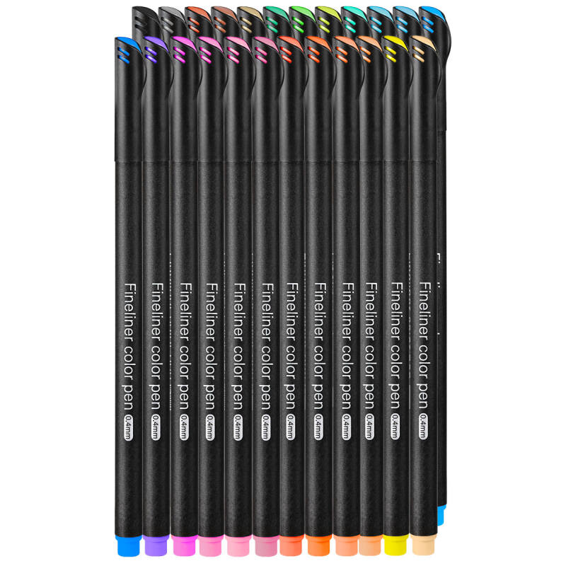 Cienkopisy Fineliner Kreślarski - Zestaw 24 Kolory 0.4mm - obrazek 3