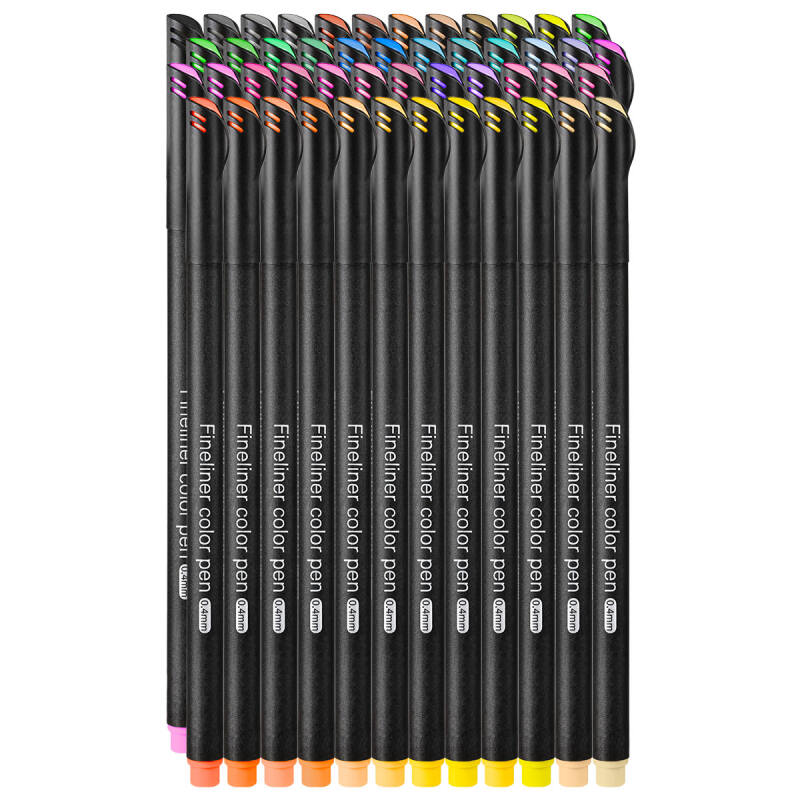Cienkopisy Fineliner Kreślarski - Zestaw 48 Kolorów 0.4mm - obrazek 3