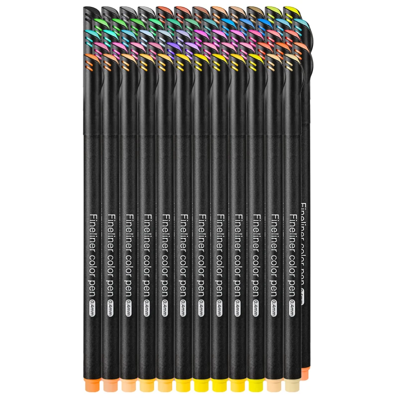 Cienkopisy Fineliner Kreślarski  Zestaw 60 Kolorów 0.4 mm - obrazek 3