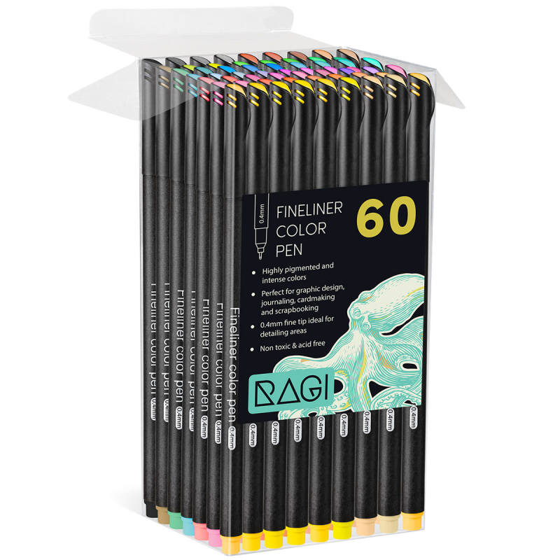 Cienkopisy Fineliner Kreślarski  Zestaw 60 Kolorów 0.4 mm - obrazek 5