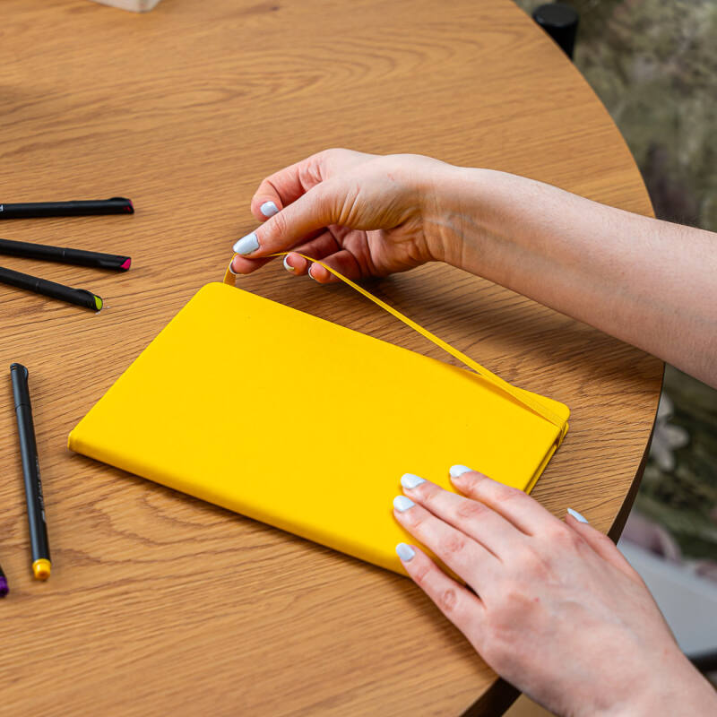 Notatnik A5 Bullet Journal Planner w Linie z Gumką Żółty - obrazek 6