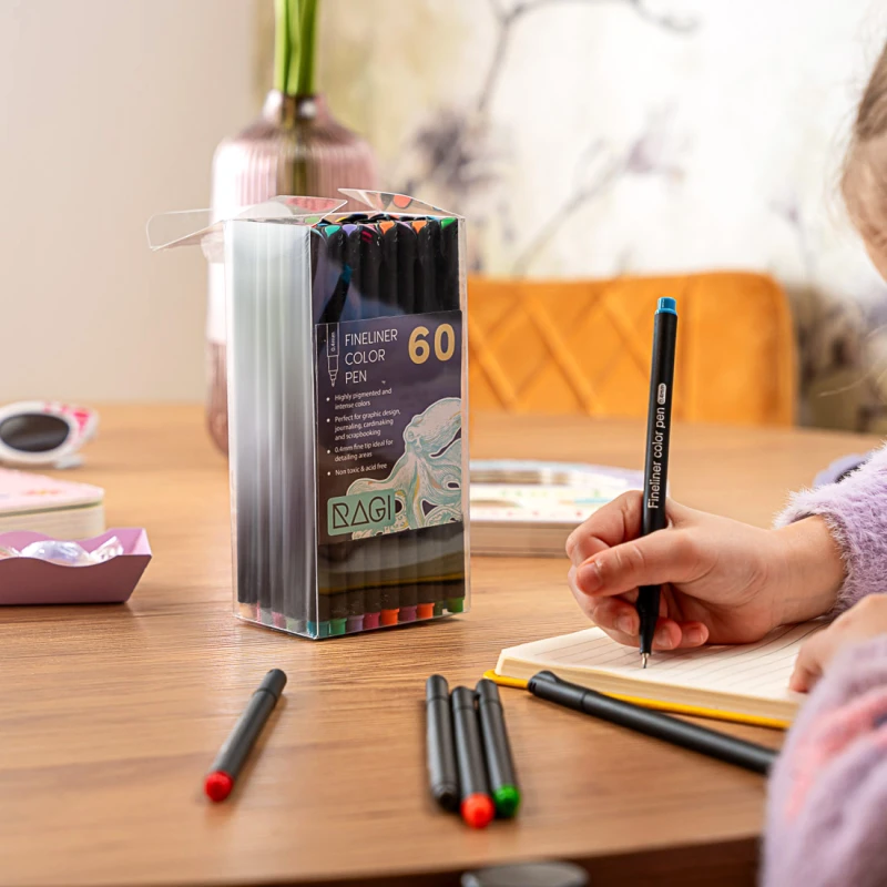 Cienkopisy Fineliner Kreślarski  Zestaw 60 Kolorów 0.4 mm - obrazek 2