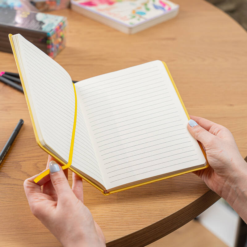 Notatnik A5 Bullet Journal Planner w Linie z Gumką Żółty - obrazek 7