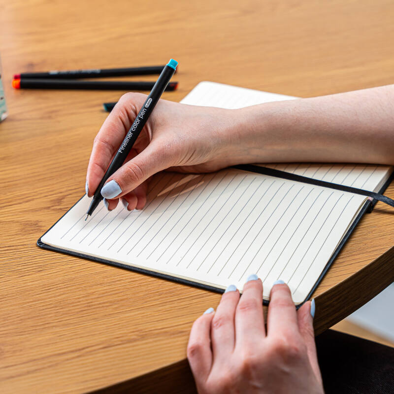 Notatnik A5 Bullet Journal Planner w Linie z Gumką Czarny - obrazek 8