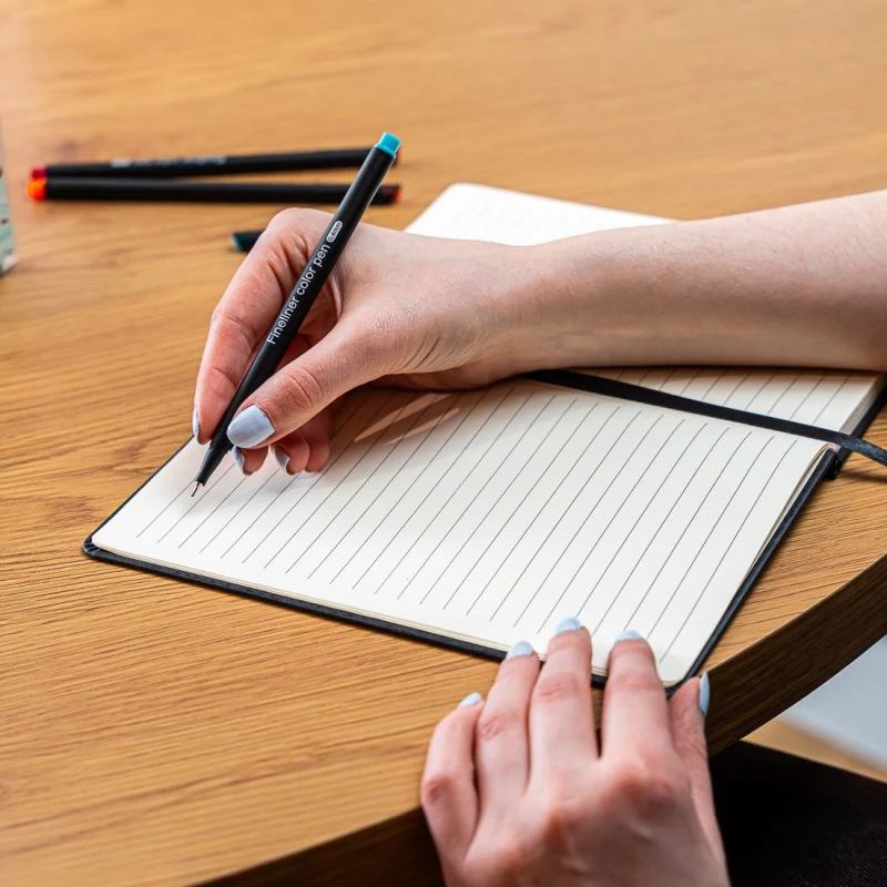 Notatnik A5 Bullet Journal Planner w Linie z Gumką Czarny - obrazek 8