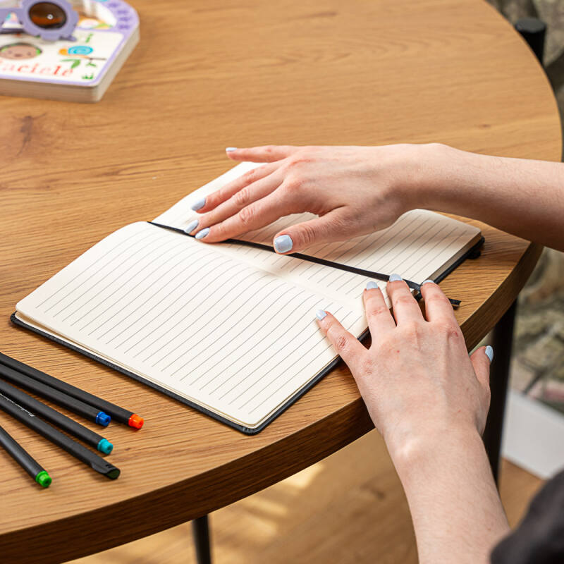 Notatnik A5 Bullet Journal Planner w Linie z Gumką Czarny - obrazek 9