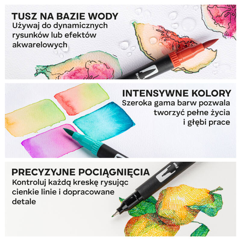 Markery Akwarelowe zestaw 120 Sztuk Mazaki Pisaki Flamastry Dwustronne Wodne - obrazek 8