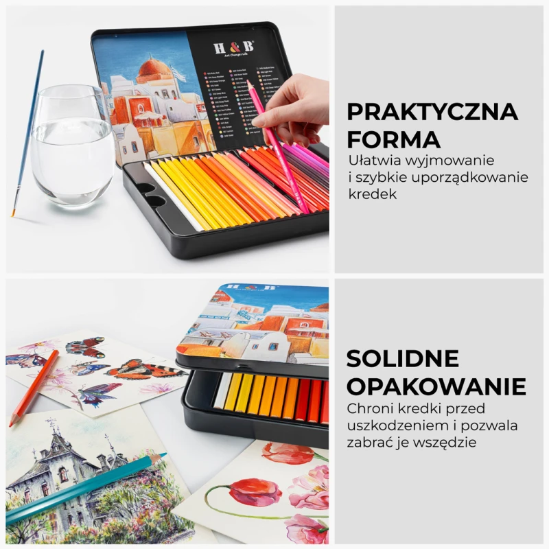KREDKI AKWARELOWE 48 SZTUK ZESTAW KREDEK PROFESJONALNE KOLOROWE - obrazek 7