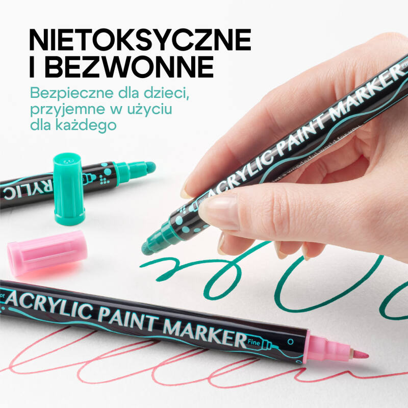 Markery Akrylowe Pisaki Flamastry Mazaki Dwustronne Wodoodporne 36 Kolorów - obrazek 4