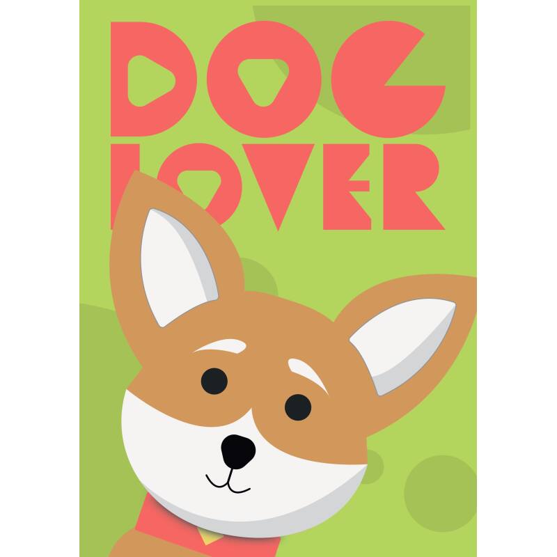 Plakat „Dog Lover” z psem rasy corgi – plik do druku A3 (PDF) dla miłośników psów i wnętrz z charakterem