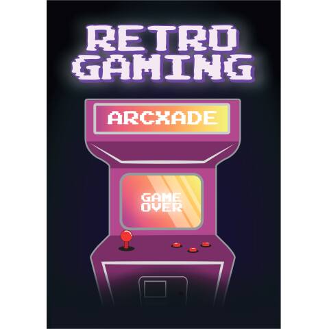 Plakat „Retro Gaming” do druku (A3, PDF) – klimatyczny motyw arcade dla fanów gier retro