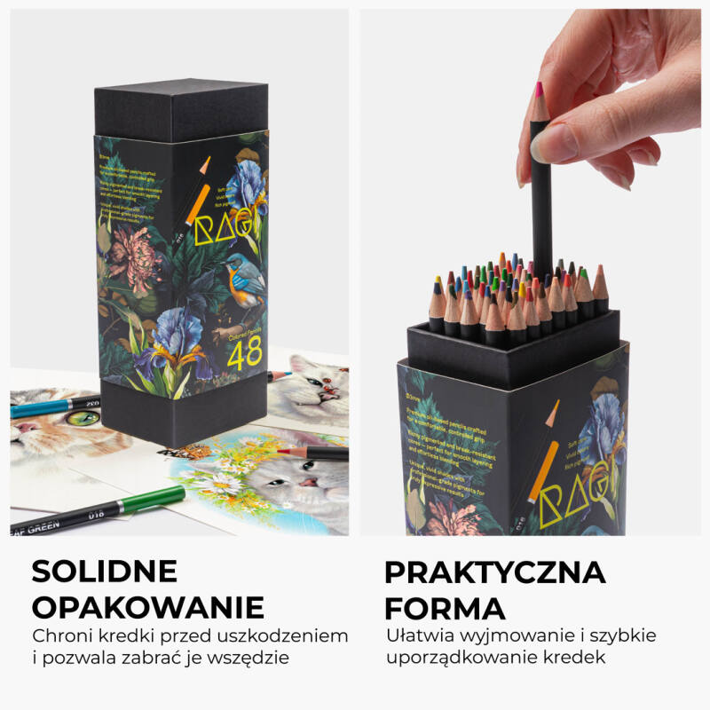 Kredki Zestaw kredek Do rysowania 48 kolorów Kredki olejne Zestaw w etui - obrazek 6