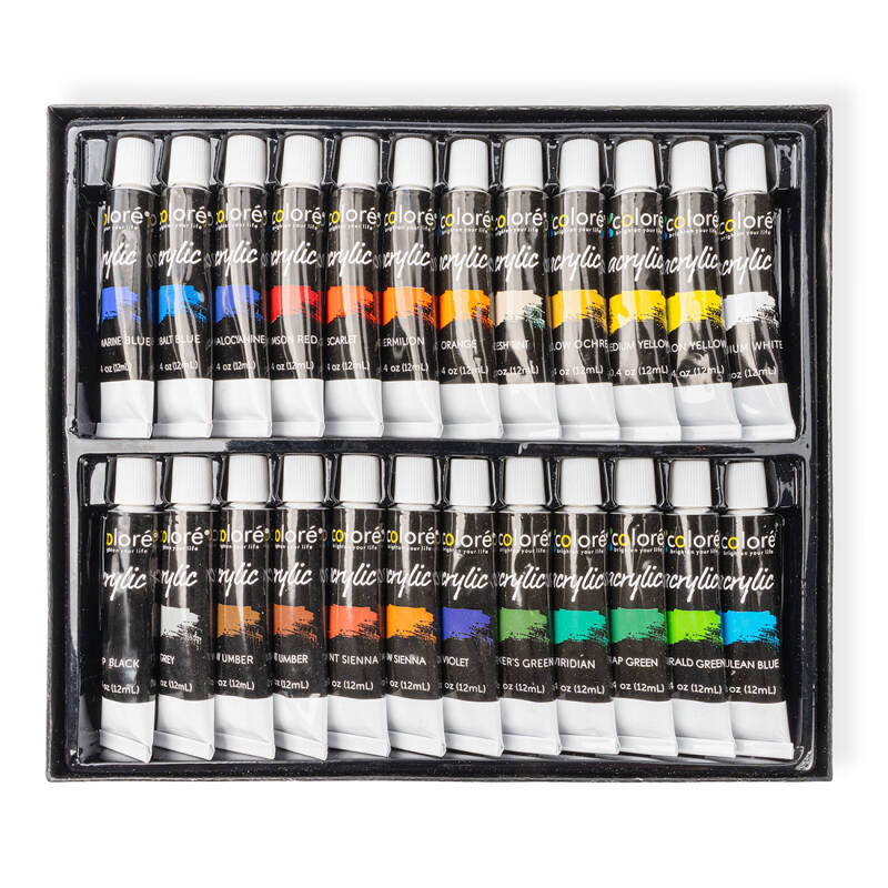 Farby akrylowe Duży zestaw farb akrylowych 24x12ml Farby akrylowe w Tubkach - obrazek 3